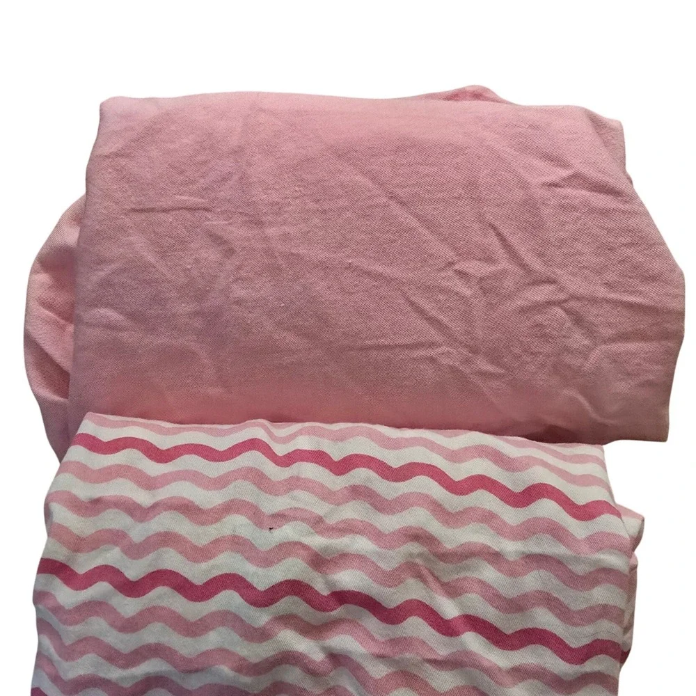 Parent's Choice Pink White Chevron Wavy Pattern Cotton Crib Sheet Set 2 Pack